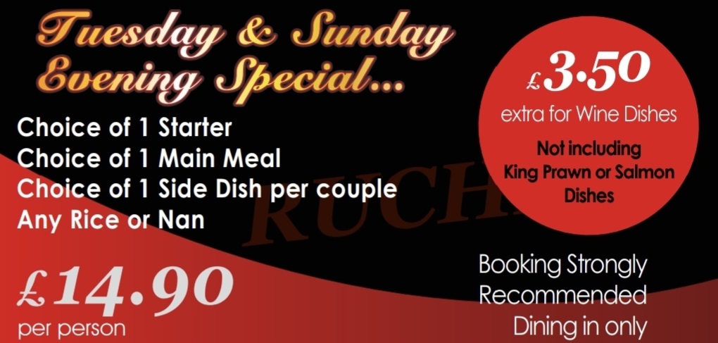 Check out our special every Tuesday and Sunday