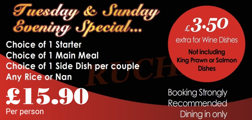 Check out our special every Tuesday and Sunday